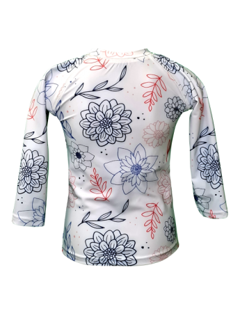 Girl's anti UV T-shirt, floral pattern, UPF50 +, eco-friendly