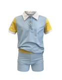 Ensemble garçon Polo anti uv bleu avec manches courtes