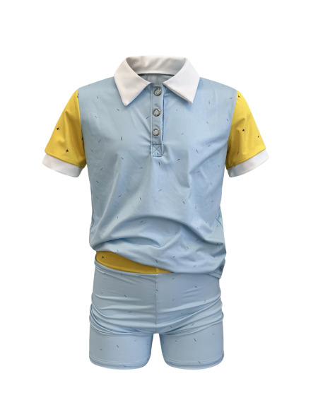 Ensemble garçon Polo anti uv bleu avec manches courtes